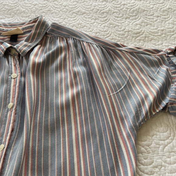 Universal Thread Button Down Short Sleeve Striped Shirt Size Large - Picture 7 of 11